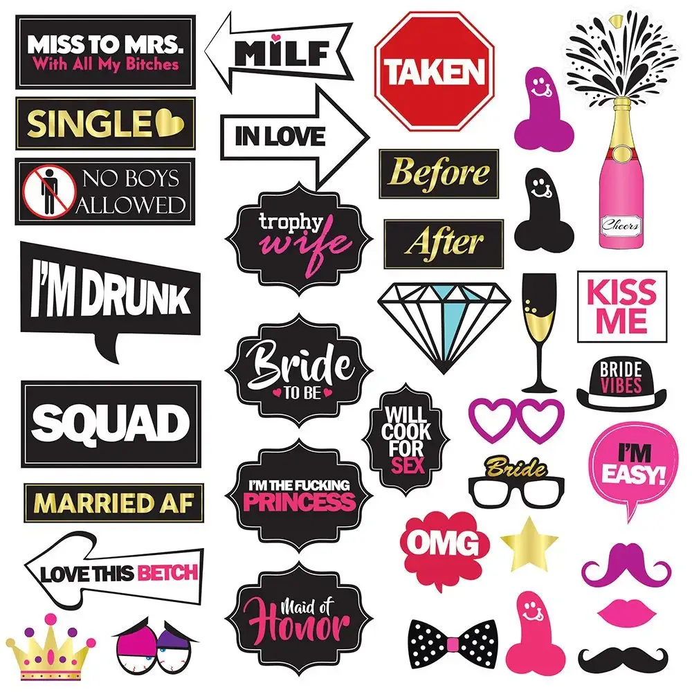 Bachelorette Party Supplies - Photo Booth Props